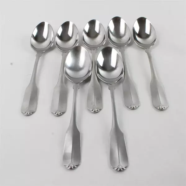 Set of 7 Oneida Satin Gloria Stainless Oval Soup Spoons 6.75" 