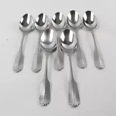 Set of 7 Oneida Satin Gloria Stainless Oval Soup Spoons 6.75" 
