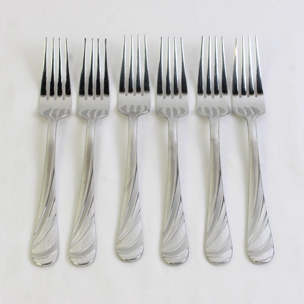 Lot of 6 Mikasa Swirl Pattern Dinner Forks 18/10 Stainless 8.25" Hard to Find