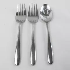Lot of 3 Cuisinart Timpani Serving Forks & Pierced Serving Spoon 8.75"