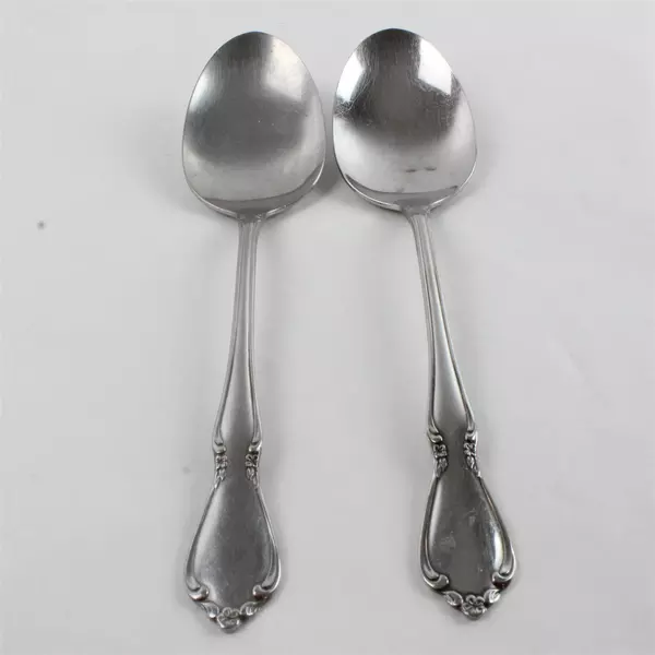 Set of 2 Oneida Chateau Stainless Steel Tablespoons Serving Spoons 8.25"