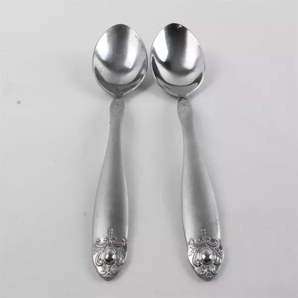Set of 2 Oneida Spoons Stainless Oval Soup Spoon
