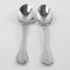 Set of 2 Oneida Boutonniere Stainless Oval Soup Spoons 7.25" 