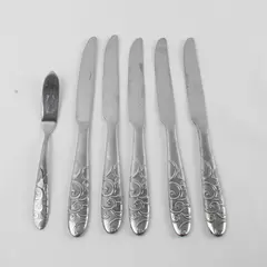 Lot of 6 Oneida Bohemian Stainless Knives 5 French Solid + Master Butter