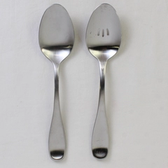 Lot Of 2 Oneida Silver Satin Voss (Stainless) Flatware Serving Spoon 9" Long