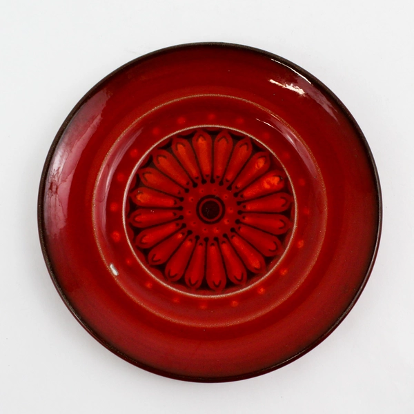 Vintage 1970s Metlox Poppy Trail  Vernon Red Medallion Saucer