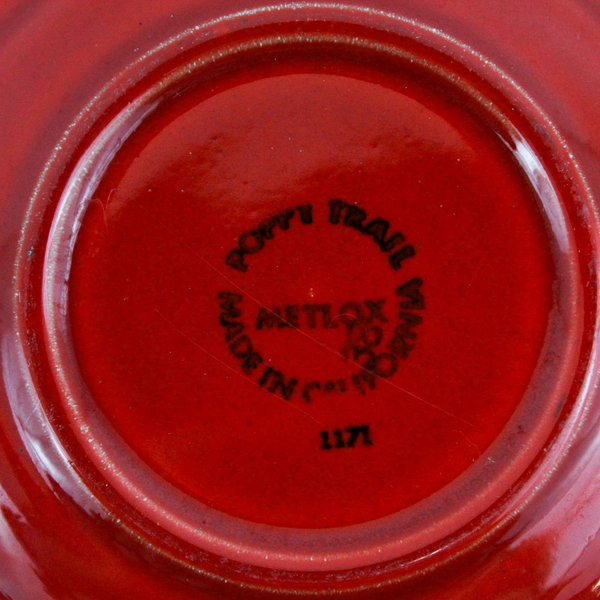 Vintage 1970s Metlox Poppy Trail  Vernon Red Medallion Saucer
