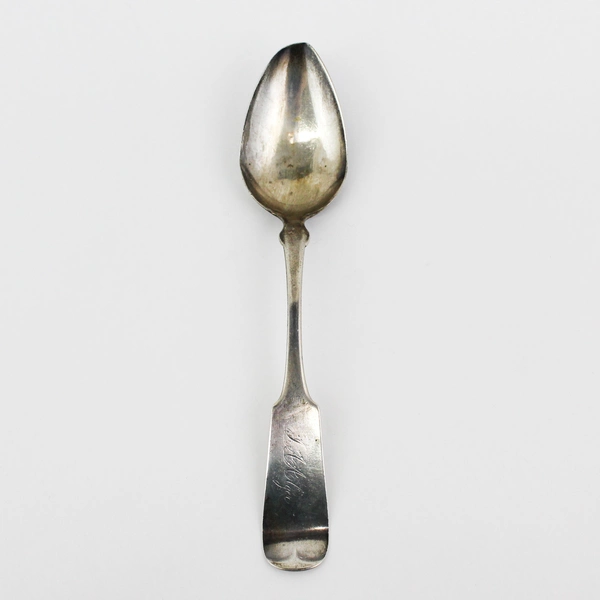 O.D. Seymour Pure Coin Silver Serving Spoon Fiddle Pattern Engraved Dated