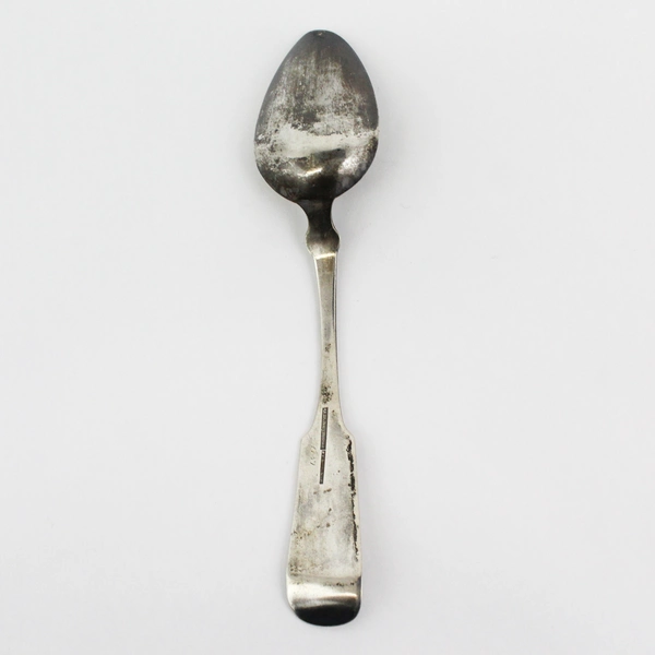 O.D. Seymour Pure Coin Silver Serving Spoon Fiddle Pattern Engraved Dated