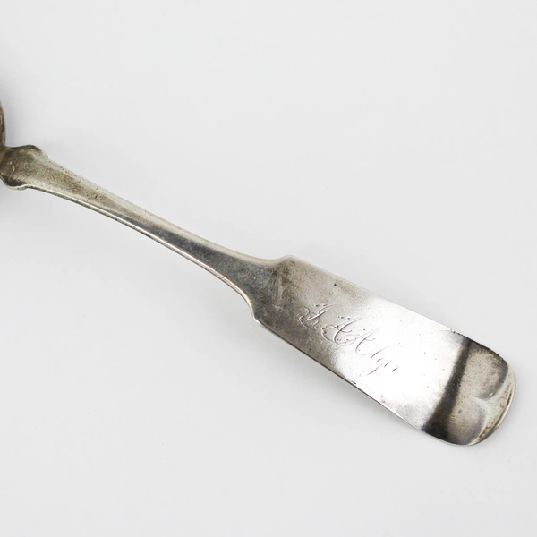 O.D. Seymour Pure Coin Silver Serving Spoon Fiddle Pattern Engraved Dated