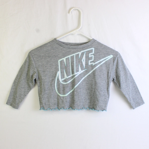 Nike Gray Lattice Trim Long-Sleeve T-Shirt Girls' Size 3T