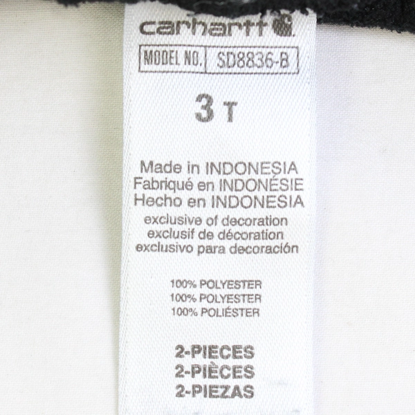 Carhartt Solid Black Fleece Pants Toddler Size 3T