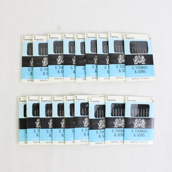 Lot of 18 S. Thomas & Sons Tapestry Nickel Plated Needles 6-Pack Size 24, New 