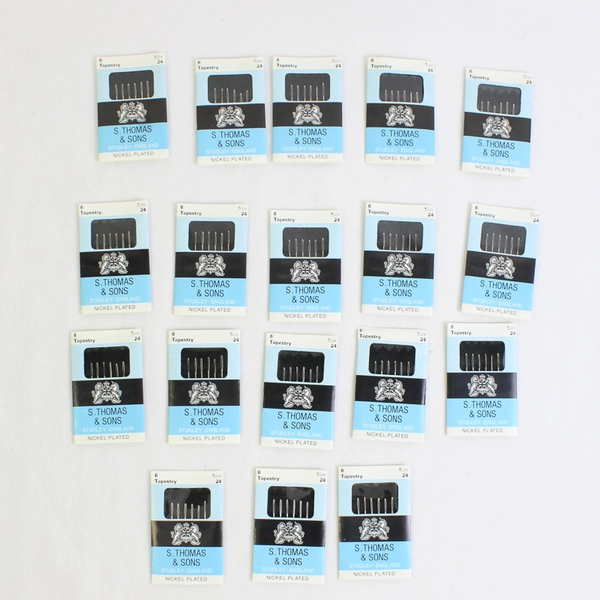 Lot of 18 S. Thomas & Sons Tapestry Nickel Plated Needles 6-Pack Size 24, New 