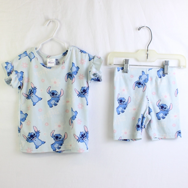 Disney Stitch Blue and Pink Pajama Set Girls' Size 3T