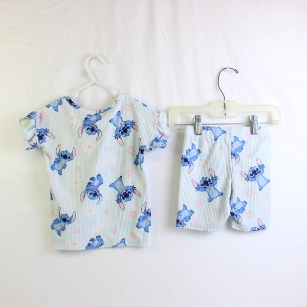 Disney Stitch Blue and Pink Pajama Set Girls' Size 3T