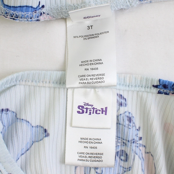 Disney Stitch Blue and Pink Pajama Set Girls' Size 3T