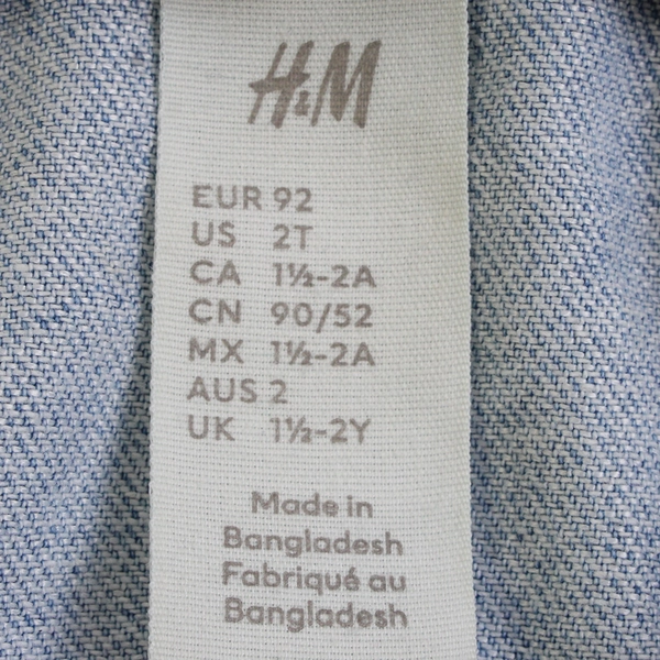 H&M Blue Light Wash Denim Dress Girls' Size 2T