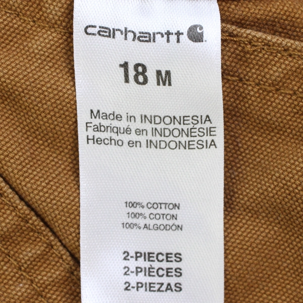 Carhartt Brown Canvas Overalls Snap Closure Baby Size 18M