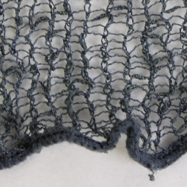 Shu-Shi Women S/M Blue Open Weave Crochet Cardigan Flutter Hem