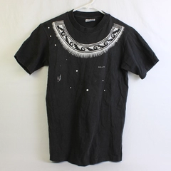 90's Hanes Beefy-T Men's S Black with White Abstract Design T-Shirt