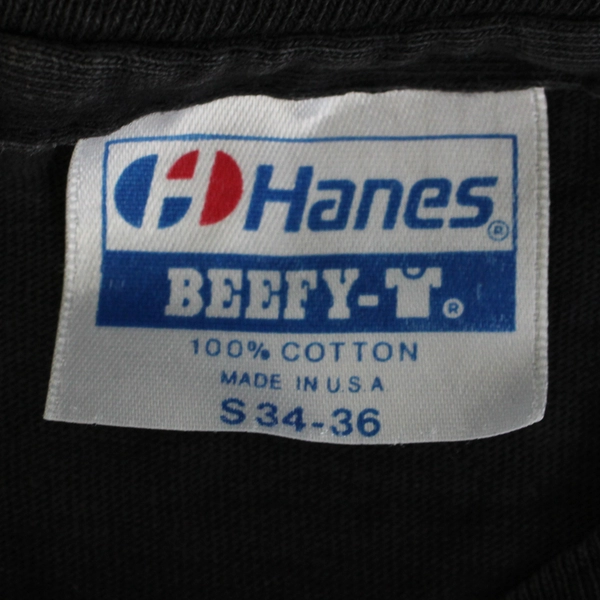 90's Hanes Beefy-T Men's S Black with White Abstract Design T-Shirt