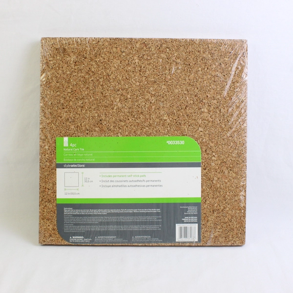 Style Selections Quartet Natural Cork Tiles 12" x 12" Frameless 4 Count (102W)