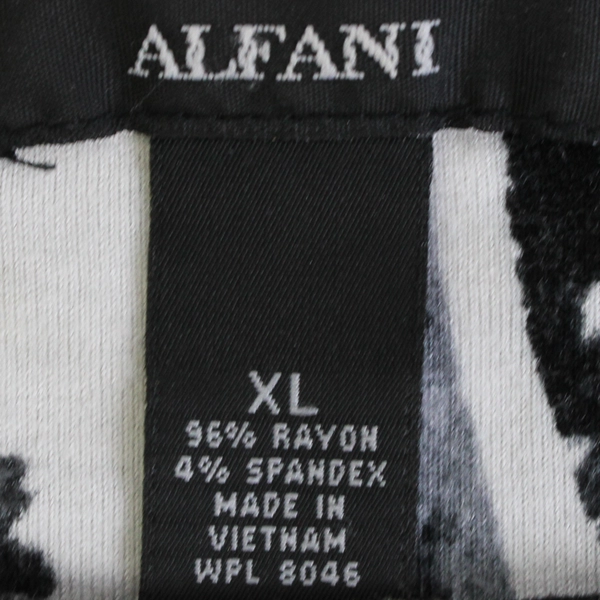 Alfani Women's XL Black White and Gray Abstract Striped Short Sleeve Blouse