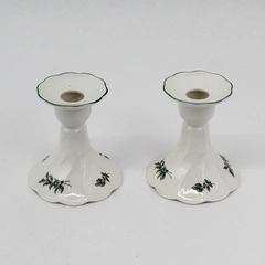Set of 2 VTG 60s Nikko Christmas Candle Holders Festive Holly Holiday  Japan