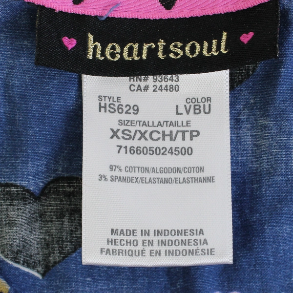 Heart Soul Women's XS Multicolor Heart Details Scrub Top with Large Pockets