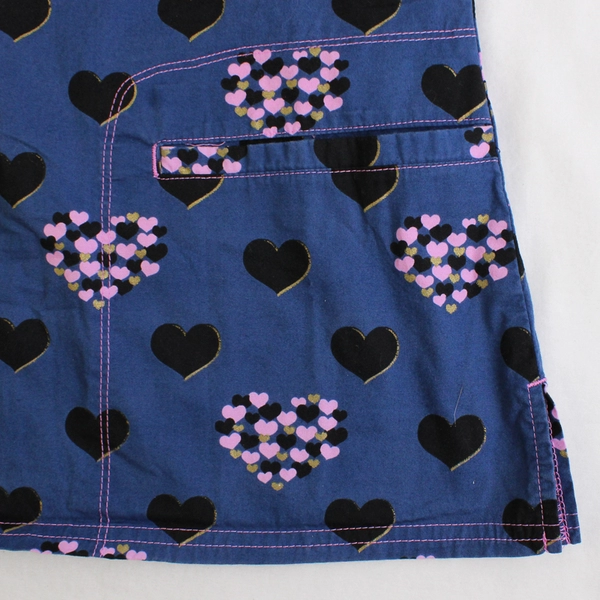 Heart Soul Women's XS Multicolor Heart Details Scrub Top with Large Pockets