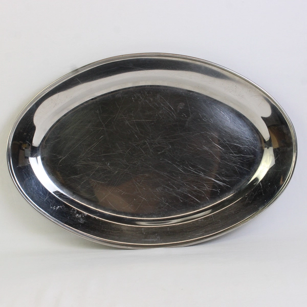 Unmarked Stainless Steel Oval Serving Platter 12" x 18"