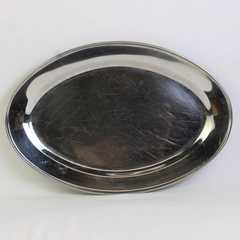 Unmarked Stainless Steel Oval Serving Platter 12" x 18"