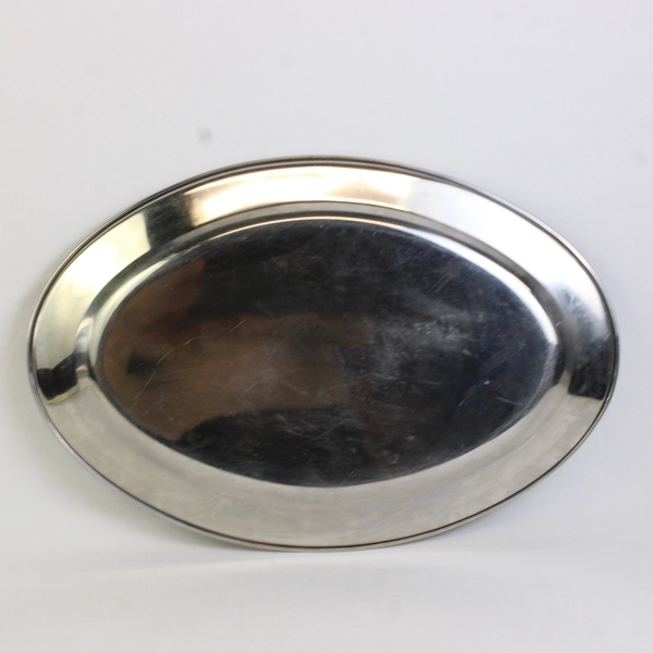 Unmarked Stainless Steel Oval Serving Platter 12" x 18"