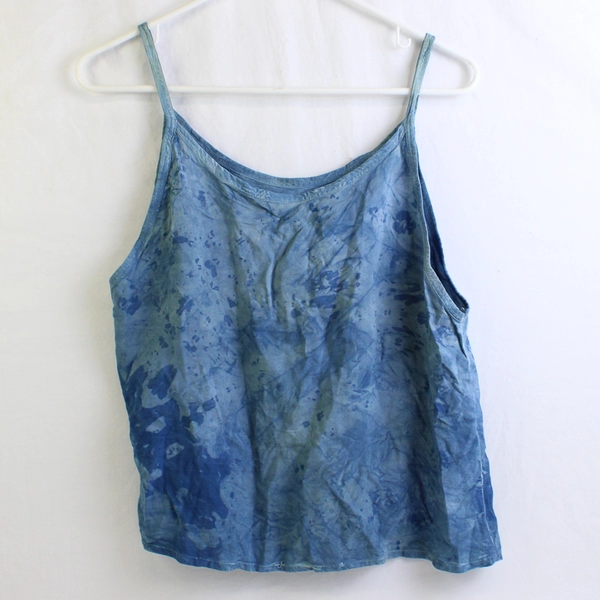 90's Unbranded Women's S/M Blue Tie Dye Spaghetti Strap Tank Top