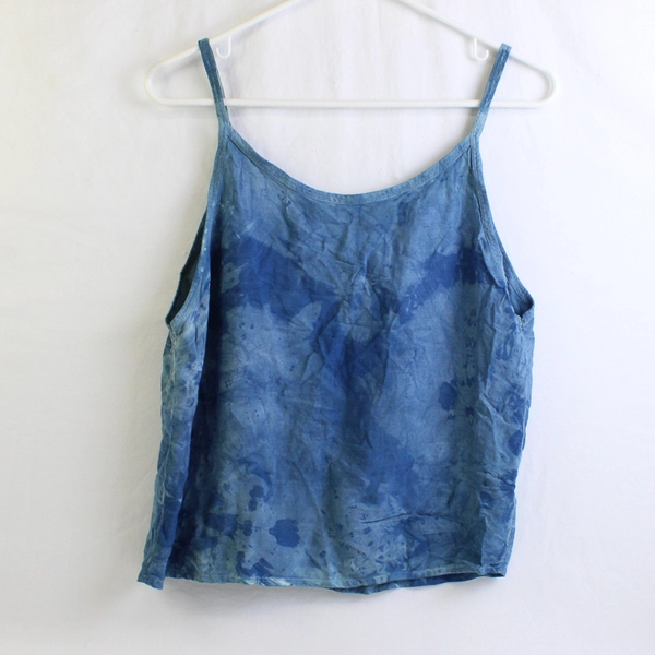 90's Unbranded Women's S/M Blue Tie Dye Spaghetti Strap Tank Top