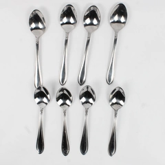 Lot of 8 Oneida Silver Memphis Pattern Oval Shaped Soup Spoons Stainless 7"