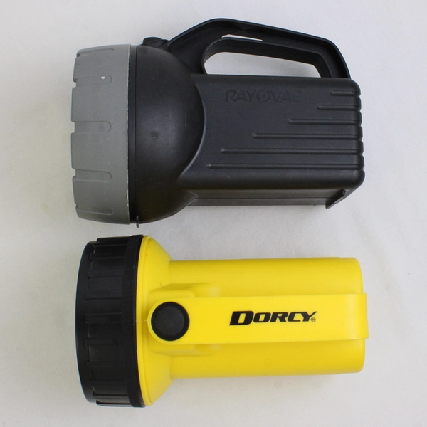 Lot Of 2 Rayovac & Dorcy 6 Volt Flashlight/Torch Black & Yellow (Tested)