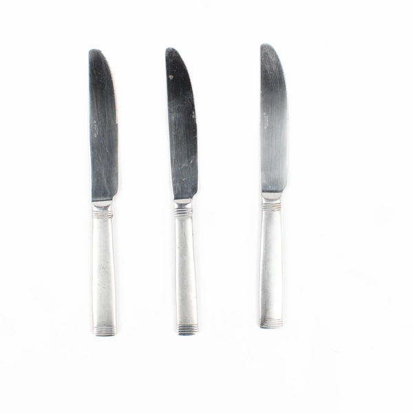 Lot of 3 Wallace Silver Napoli Frost Pattern Stainless Dinner Knives 8.75"