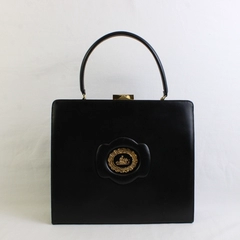 Vintage 1960s Triangle New York Black Grecian Cameo Shadowbox Handbag FLAW