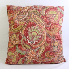 Pottery Barn Orange & Green Paisley Decorative Square Pillow 19" x 19"
