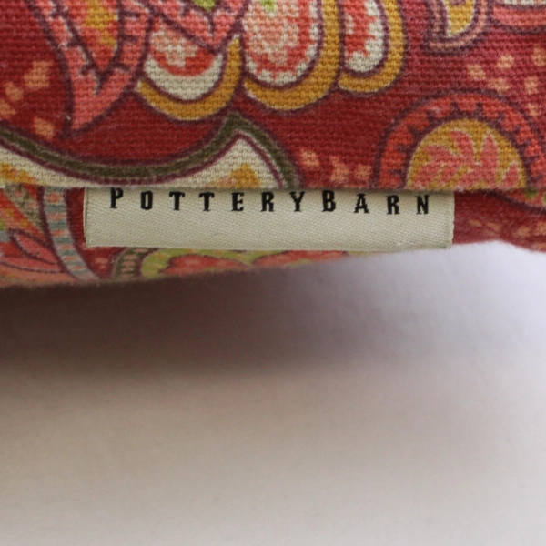 Pottery Barn Orange & Green Paisley Decorative Square Pillow 19" x 19"