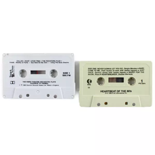 Lot of 2 Vintage Audio Cassette Tapes Heartbeat of the 80's & TV Themes