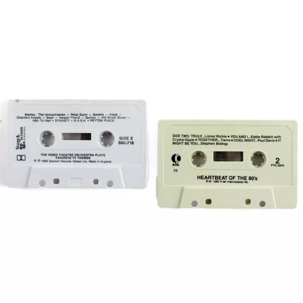Lot of 2 Vintage Audio Cassette Tapes Heartbeat of the 80's & TV Themes