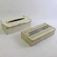 Lot Of 2 Unbranded Cream Colored Metal Rectangular Tissue Box Cover