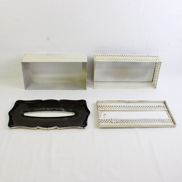 Lot Of 2 Unbranded Cream Colored Metal Rectangular Tissue Box Cover