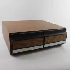 Vintage 1980s VHS Storage Cabinet 2 Drawer 24 Tape Slots Faux Wood Brown