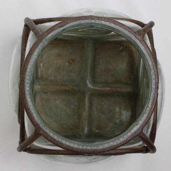 Unbranded Handmade Iron Frame Caged Hand-blown Glass Candle Holder/Vase 4.75"