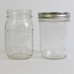 Lot Of 2 16 Oz Ball Wide Mouth Jar & Standard Mouth Clear Glass Canning Jar