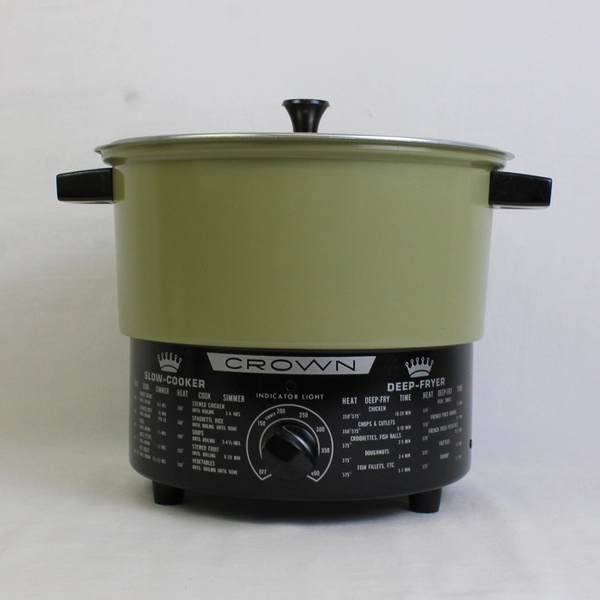 Vintage Crown Fondue Slow Cooker & Deep Fryer Model CF4 Green/Black
